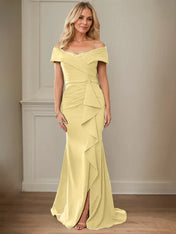 Sheath/Column V-Neck Illusion Floor-Length Lace Chiffon Mother of the Bride Dress With Pleated Sequins
