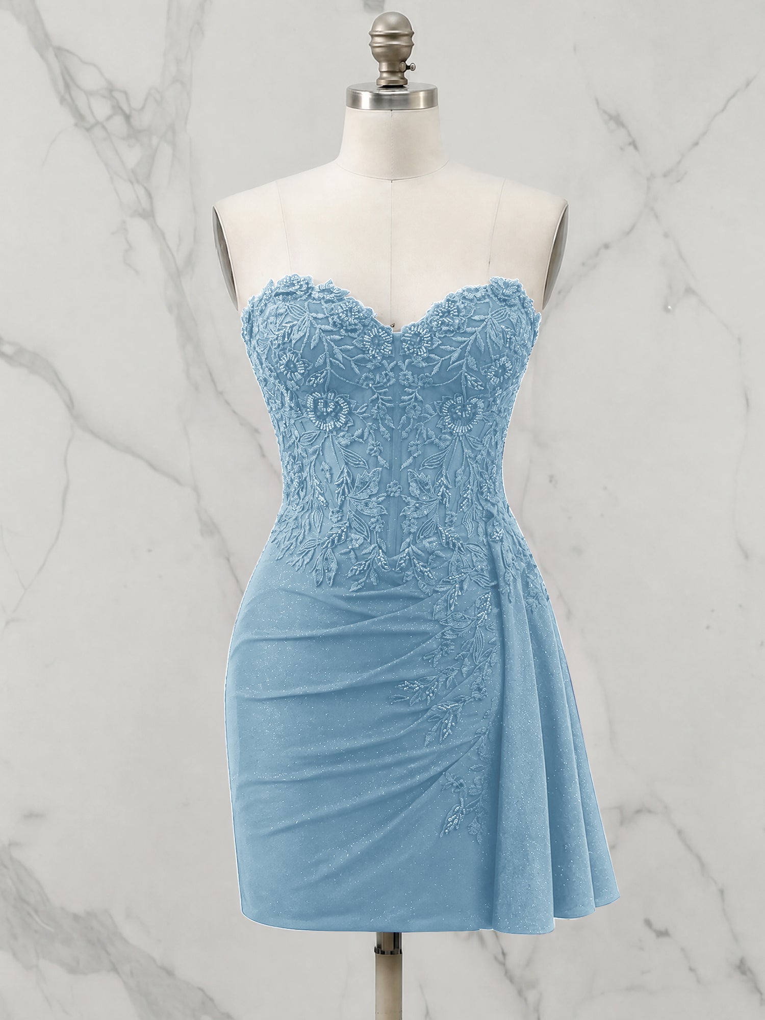 Strapless Sweetheart Draped Mini Homecoming Dress