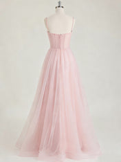 Light Pink Sweetheart Glitter Tulle Corset Prom Dress
