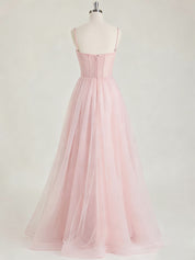 Light Pink Sweetheart Glitter Tulle Corset Prom Dress