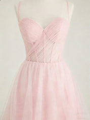 Light Pink Sweetheart Glitter Tulle Corset Prom Dress