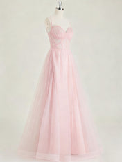 Light Pink Sweetheart Glitter Tulle Corset Prom Dress
