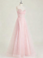 Light Pink Sweetheart Glitter Tulle Corset Prom Dress
