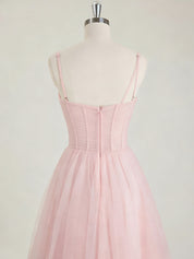 Light Pink Sweetheart Glitter Tulle Corset Prom Dress