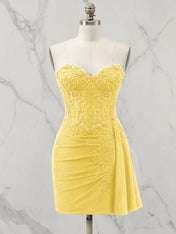 Strapless Sweetheart Draped Mini Homecoming Dress