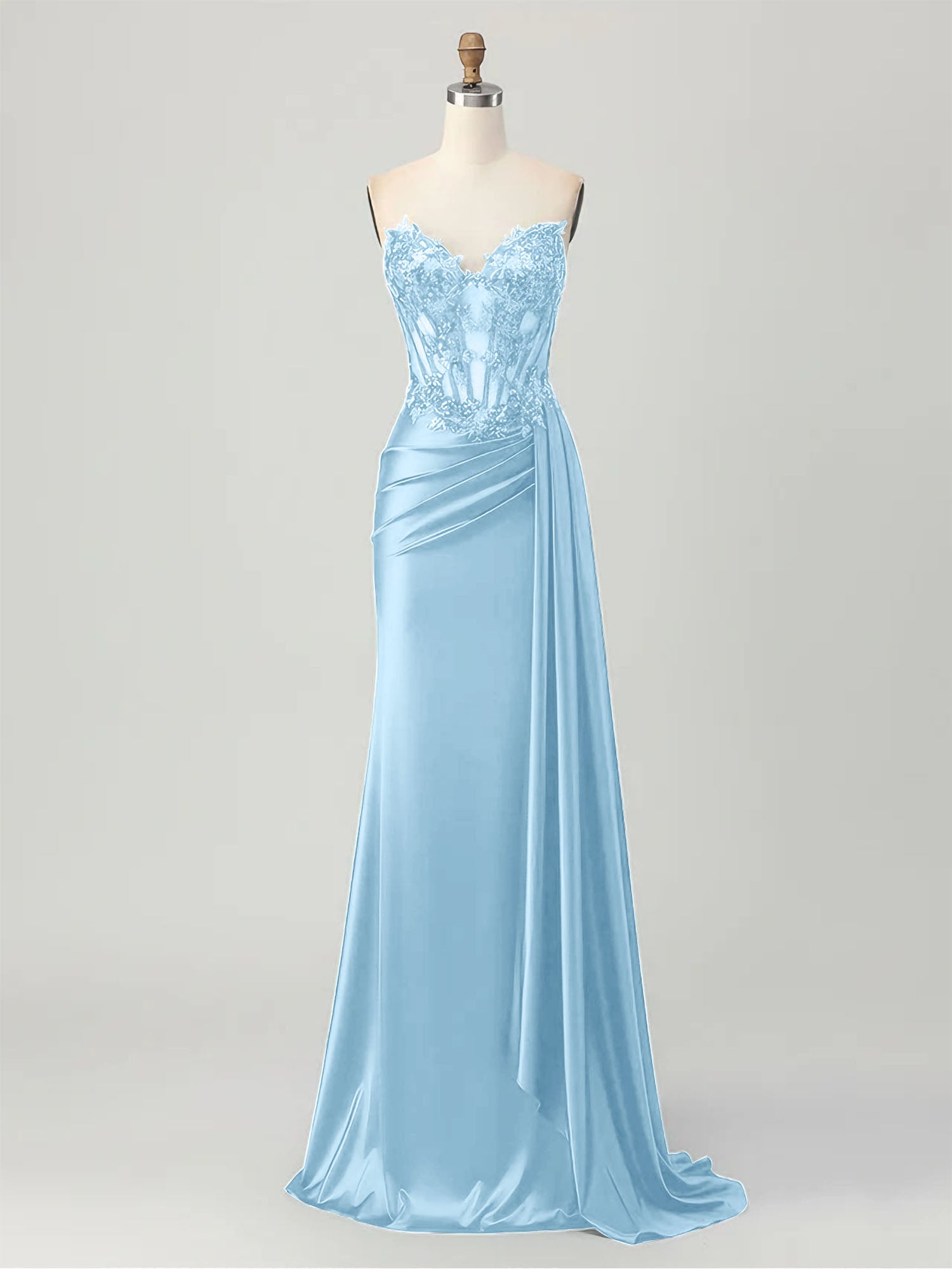 Trägerloses Ballkleid mit Illusion-Korsett und Satinskirt