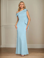 Trumpet/Mermaid One Shoulder Sleeveless Stretch Crepe Mother of the Bride Dress With Bow