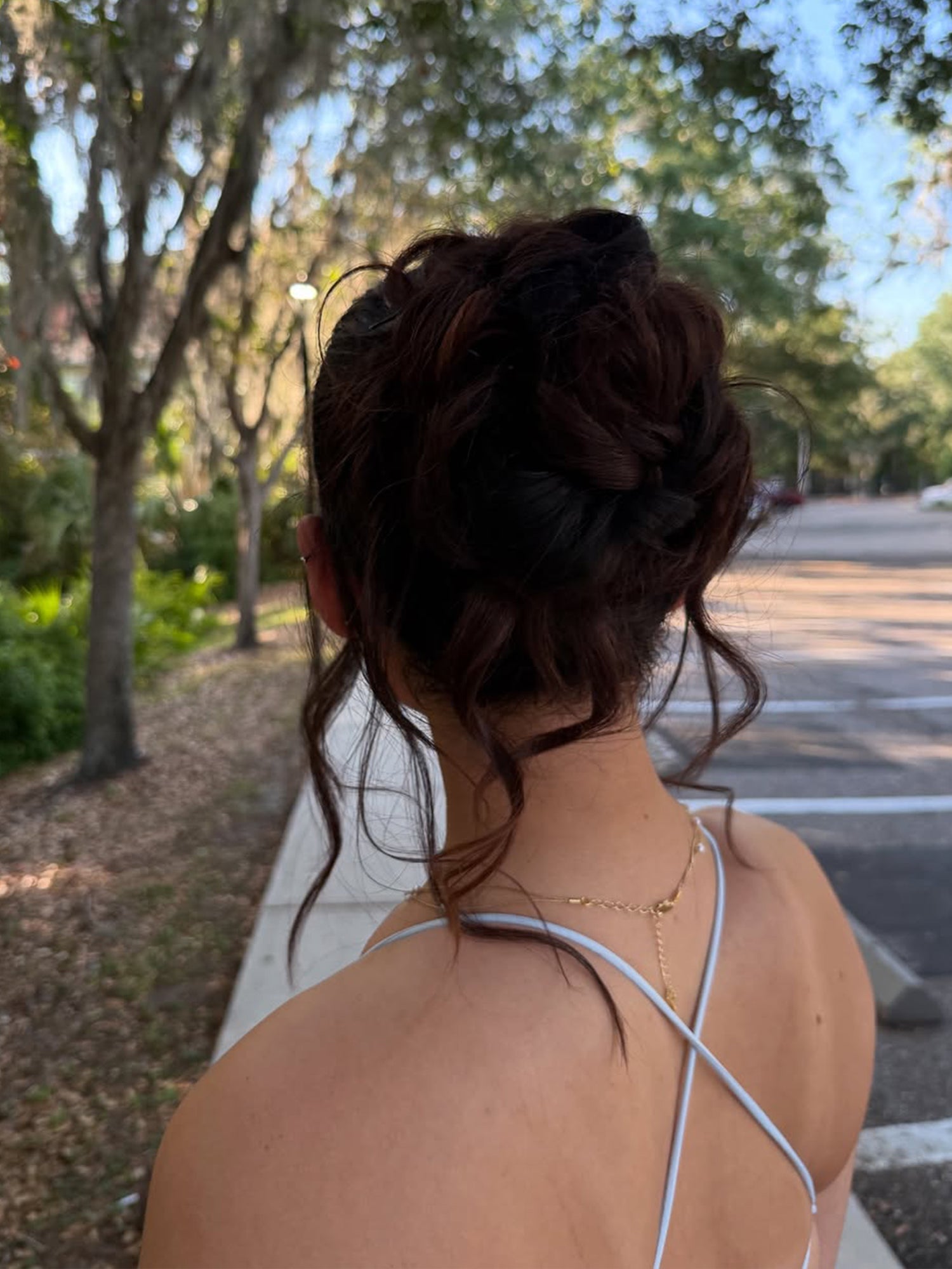 Light Blue Floral Embroidered Spaghetti Strap Prom Dress