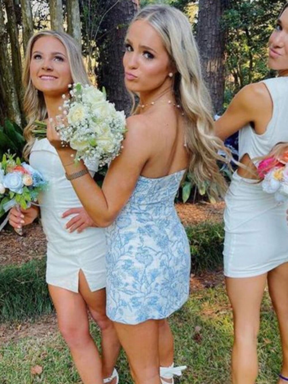 Light Blue Strapless Short Homecoming Mini Dress