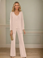 Chiffon Mother of the Bride Pantsuits with Jacket