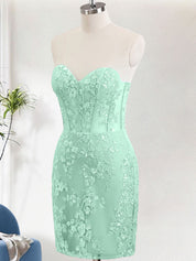 Light Green Corset Sequins Sweetheart Short Tight Homecoming Dress with Lace-up Back