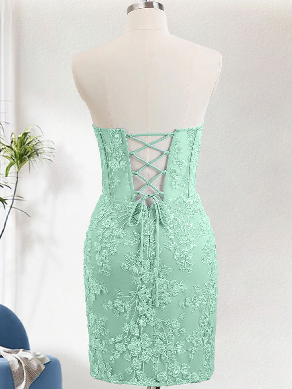 Light Green Corset Sequins Sweetheart Short Tight Homecoming Dress with Lace-up Back