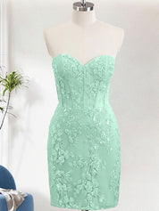 Light Green Corset Sequins Sweetheart Short Tight Homecoming Dress with Lace-up Back