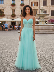 Light Pink Sweetheart Glitter Tulle Corset Prom Dress