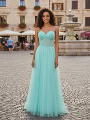 Light Pink Sweetheart Glitter Tulle Corset Prom Dress