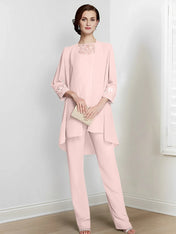 Chiffon Long Sleeves Mother Of The Bride Pantsuits With Jacket
