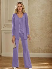 Chiffon Mother of the Bride Pantsuits with Jacket