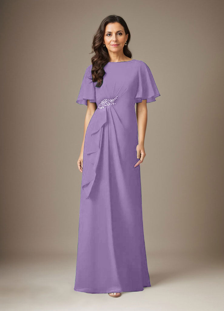 Robe fourreau en mousseline de soie bleu marine foncé avec perles