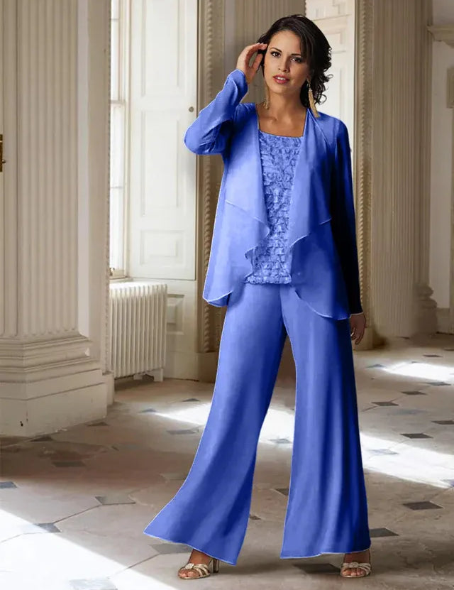 Chiffon Long Sleeves Mother of the Bride Pantsuits with Jacket