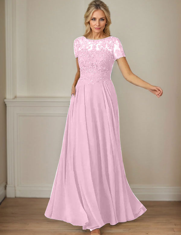 Dark Navy A-Line Boatneck Sequins Chiffon Dress
