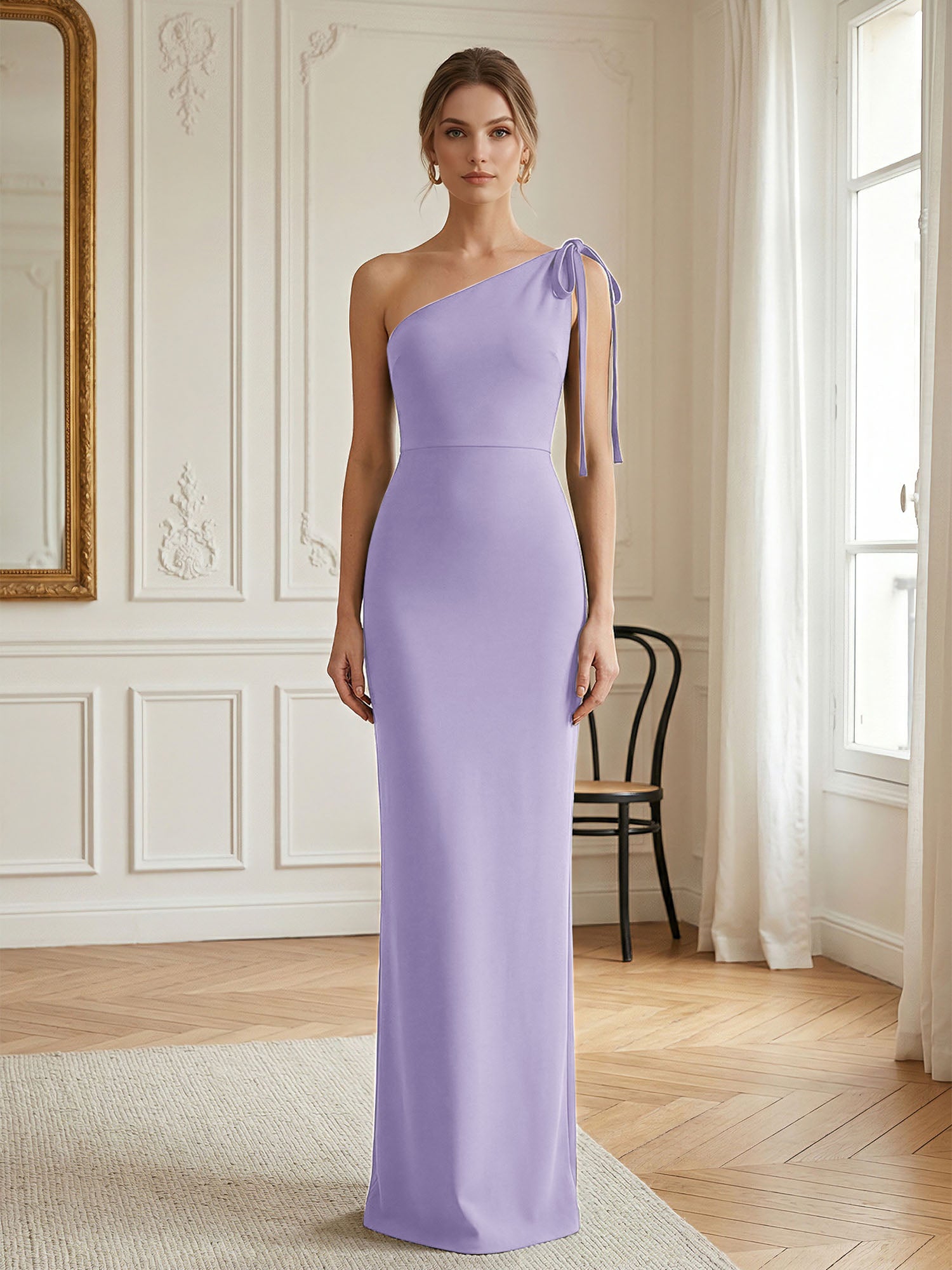 Green Formal Evening Dress Sheath One Shoulder Sleeveless Maxi Dress Gown