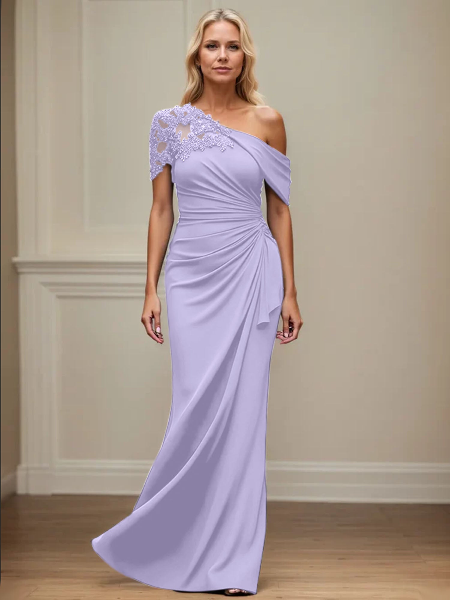 Trumpet/Mermaid Asymmetrical Mother of the Bride Dress with Appliques