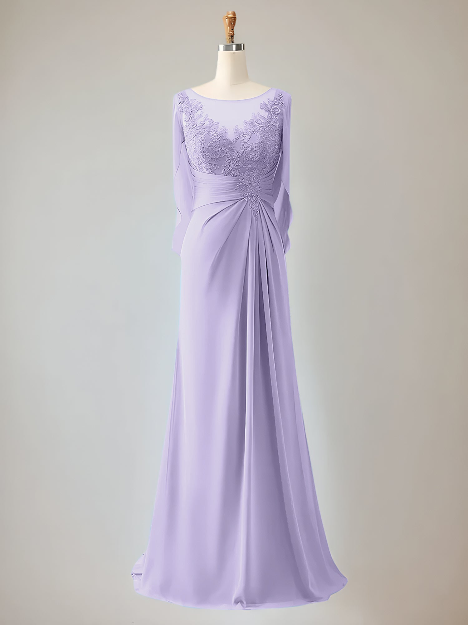 2 Sleeve Chiffon Mother of the Bride Dress With Beadings