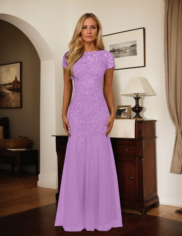 Dark Navy Mermaid Scoop Sequins Tulle Dress