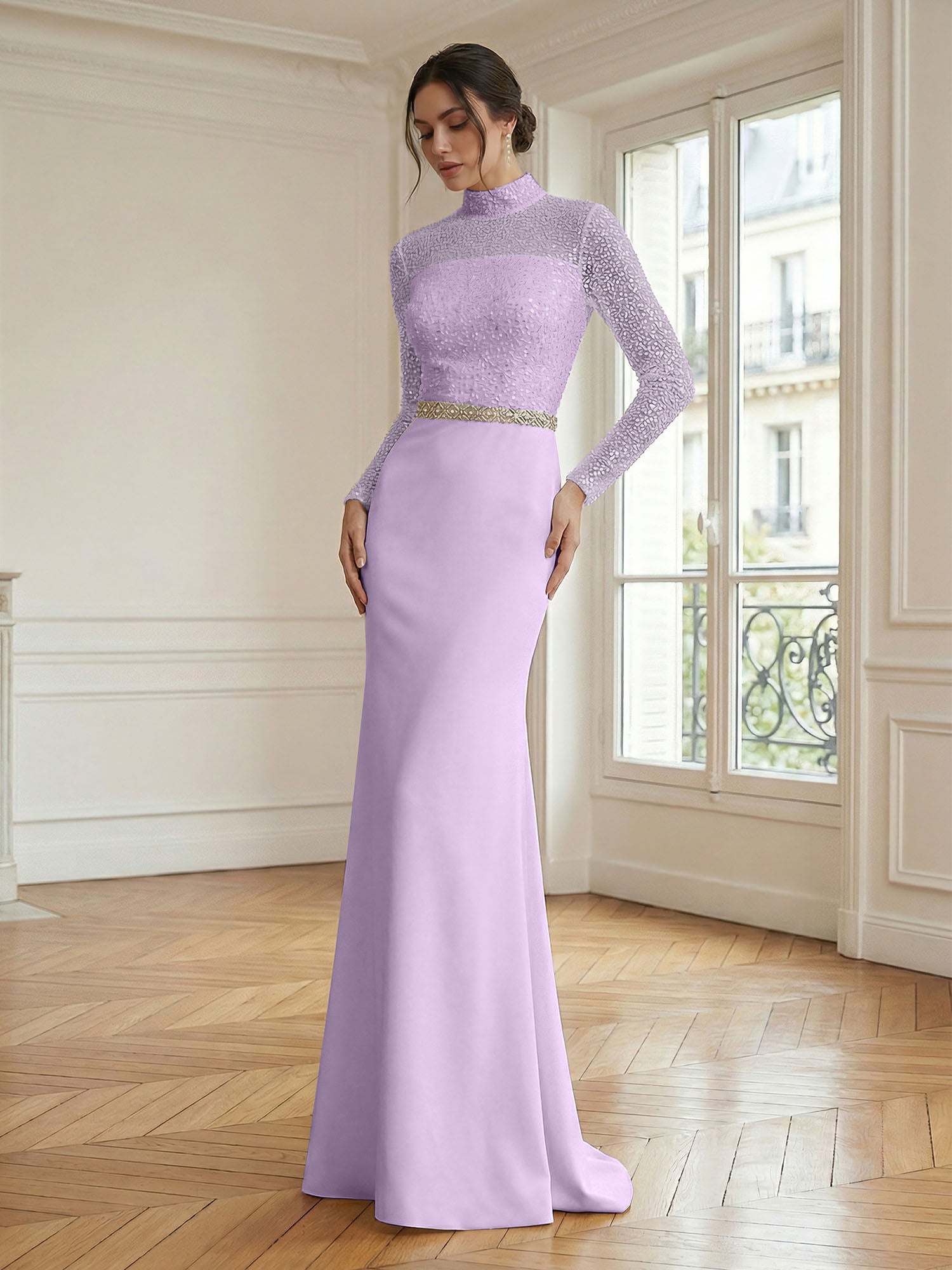 Formal Dress White Sheath Illusion Neck Beaded Chiffon Maxi Dress