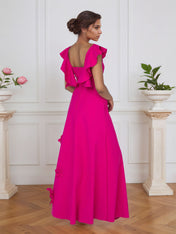 Lilac 3D Floral Sheath Formal Gown with Ruffle Sleeves