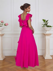 Lilac 3D Floral Sheath Formal Gown with Ruffle Sleeves