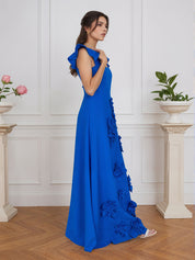 Lilac 3D Floral Sheath Formal Gown with Ruffle Sleeves