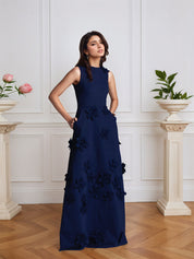 Lilac 3D Floral Sheath Formal Gown with Ruffle Sleeves