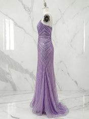 Lilac Starburst  Plunging V-Neck Sequin Long Prom Dress with Slit