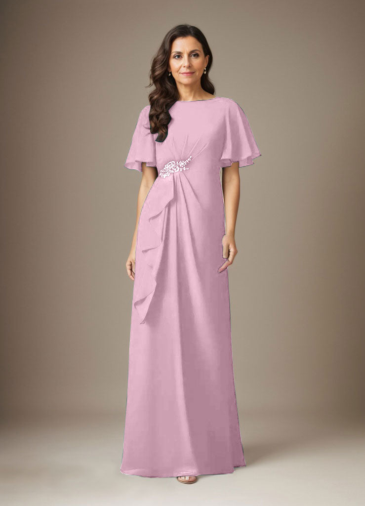 Robe fourreau en mousseline de soie bleu marine foncé avec perles