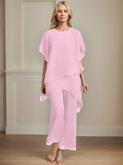 Separates Jumpsuit/Pantsuit Scoop Ankle-Length Chiffon Mother of the Bride Dress