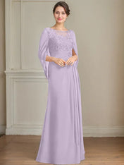 A-Line/Princess Scoop Floor-Length Mother of the Bride Dresses with Pleated & Sequins