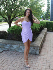 Spaghetti Straps Sequin Short Homecoming Dress with Crystals