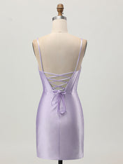 Lilac Bodycon Corset Cut Out Short Homecoming Dress with Beading