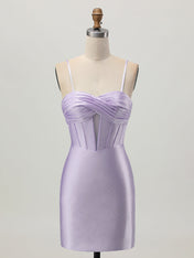 Lilac Bodycon Corset Cut Out Short Homecoming Dress with Beading