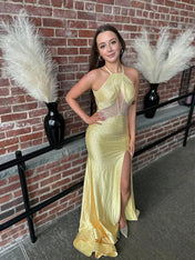 Lilac Crystal Embellished Halter Cutout Long Prom Dress