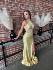 Lilac Crystal Embellished Halter Cutout Long Prom Dress