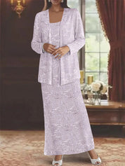 Robes de mère de la mariée en mousseline avec paillettes et veste 