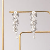 Luxurious Cubic Zirconia/Pearl Dangle Earrings