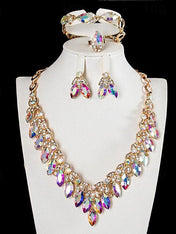 1 set Jewelry 4 pieces Set Drop Earrings For Women's Special Occasion Gemstone Pendant Necklace