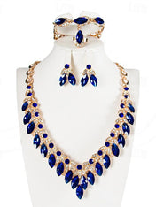 1 set Jewelry 4 pieces Set Drop Earrings For Women's Special Occasion Gemstone Pendant Necklace