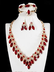 1 set Jewelry 4 pieces Set Drop Earrings For Women's Special Occasion Gemstone Pendant Necklace