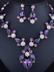 1 set 3 Pieces Jewelry Earrings Necklace For Women's Wedding Gemstone Pendant Necklace Set
