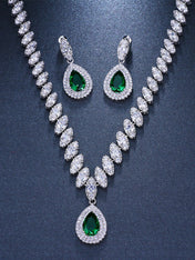 1 set Cubic Zirconia Copper Imitation Diamond Bridal Jewelry Earrings Necklace For Women's Fall Wedding Pendant Necklace Set