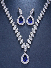 1 set Cubic Zirconia Copper Imitation Diamond Bridal Jewelry Earrings Necklace For Women's Fall Wedding Pendant Necklace Set
